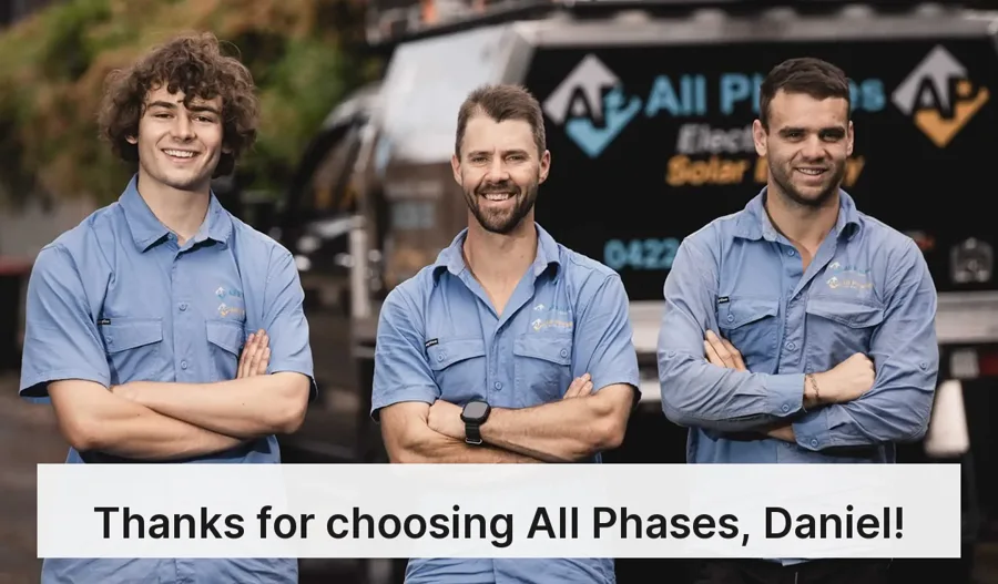 Personalised thank-you image for All Phases Electrical