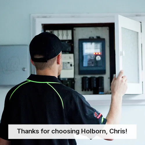 Personalised thank-you image for Holborn Electrical